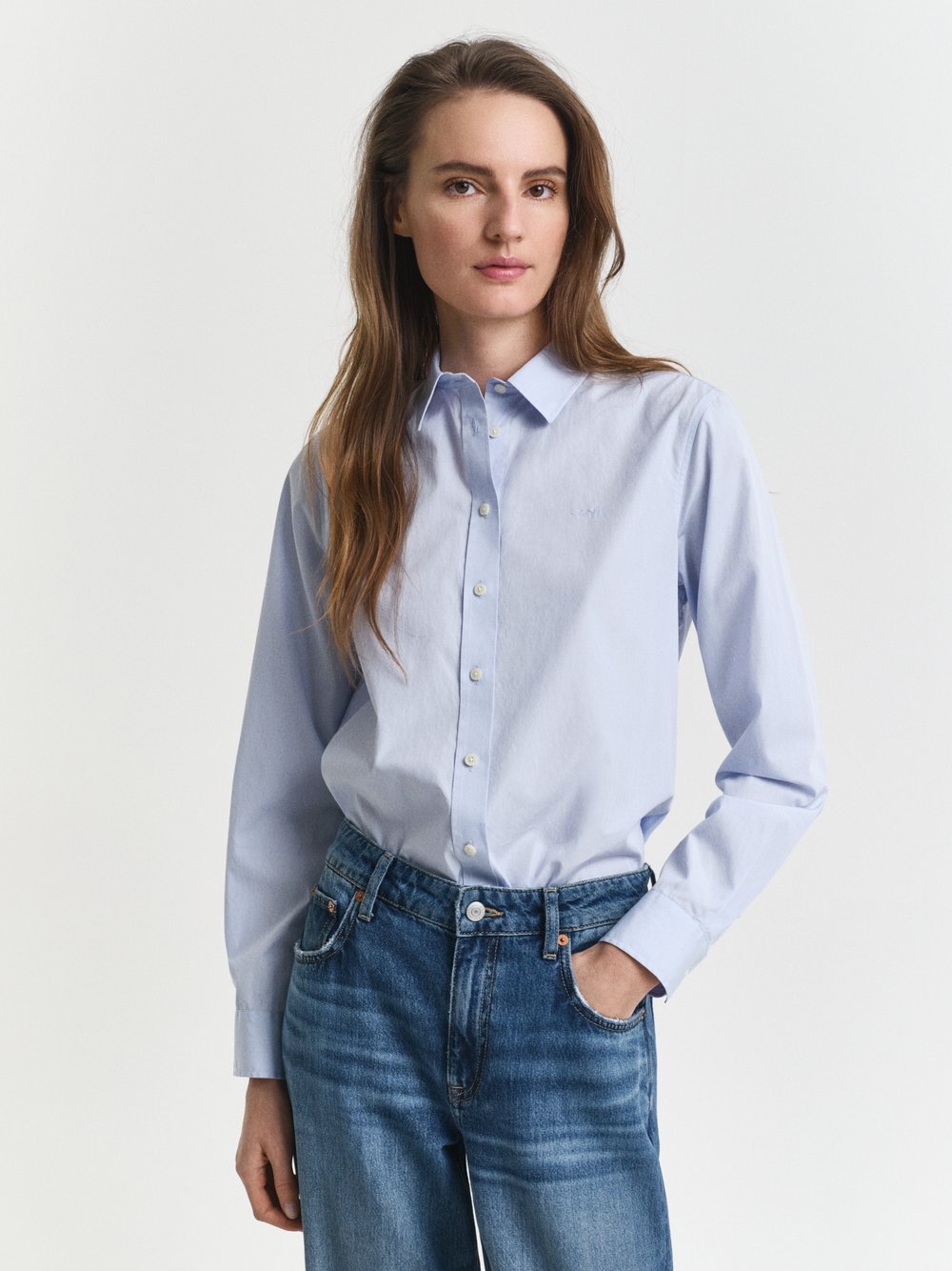 Thumbnail - Gant Hemdbluse Damen Baumwolle blau, S