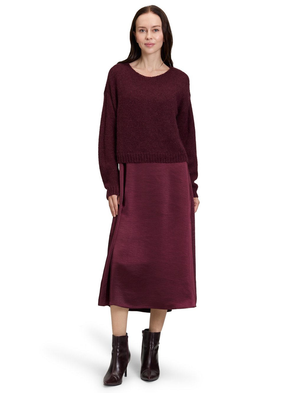 Robe Légère Kleid-Pullover-Set mit Mohair-Anteil Damen Grobstrick rot, 44