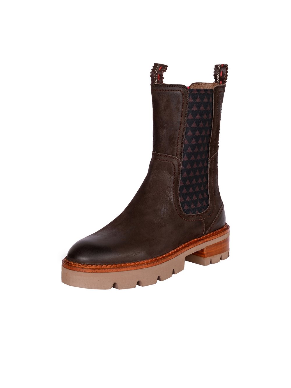 Crickit Chelsea-Boots Damen Leder braun bedruckt, 43