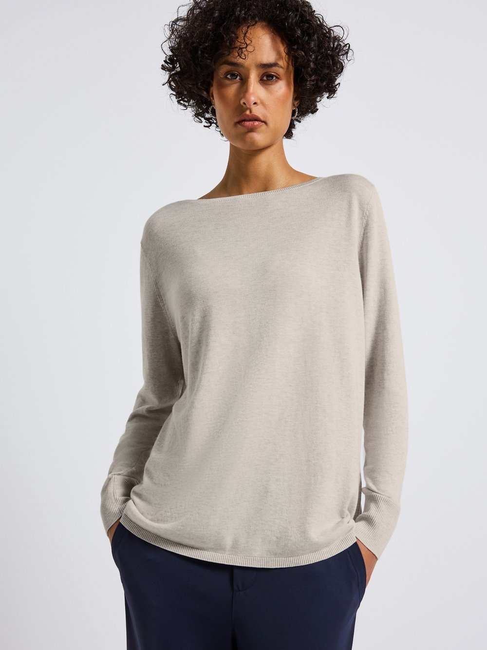 Street One Strickpullover Damen Feinstrick beige meliert, 40