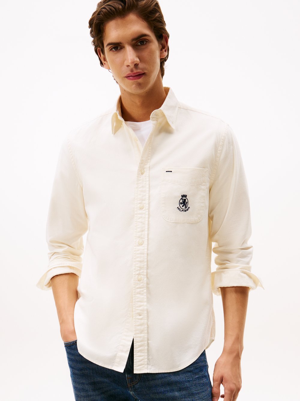 Tommy Hilfiger Baumwollhemd Herren Regular Fit Baumwolle weiß, XXL