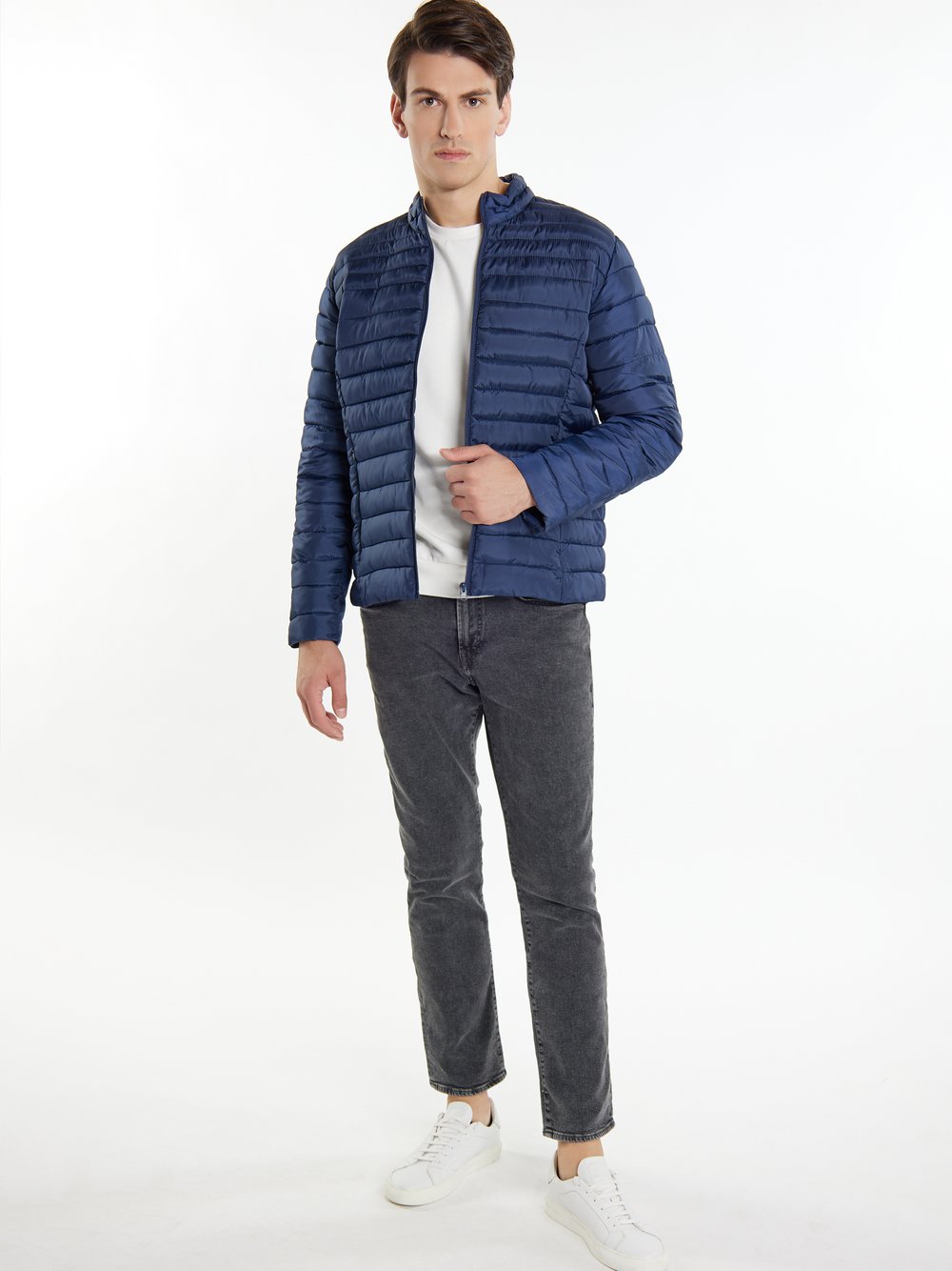 Mo Leichte Steppjacke Herren blau gestreift, M