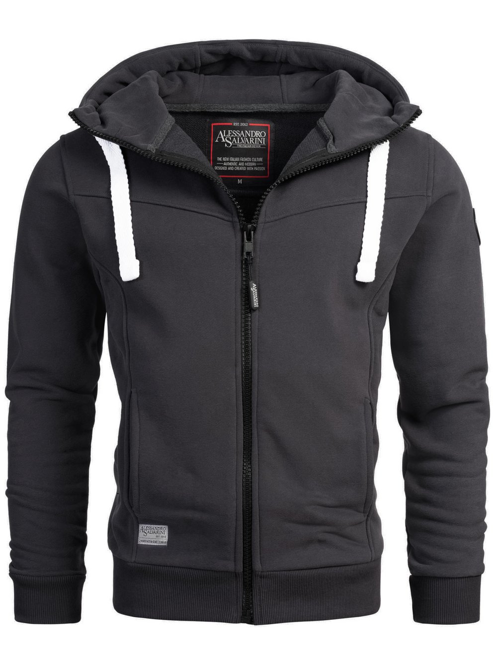 Alessandro Salvarini Sweatjacke  Herren Baumwolle grau, M