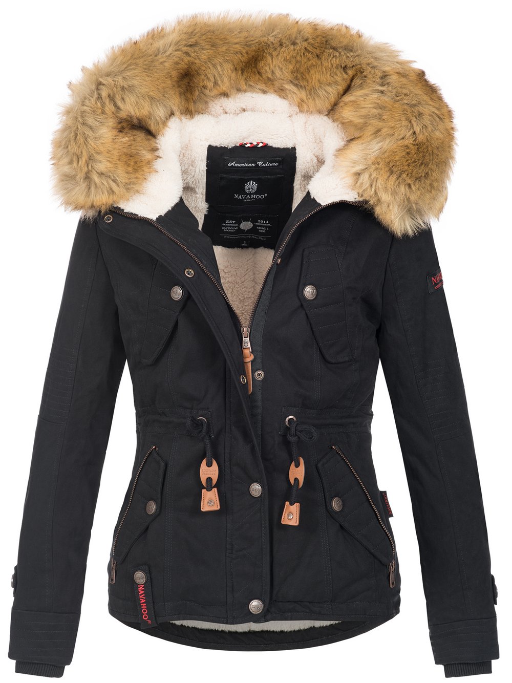 Navahoo Winterjacke  Damen Baumwolle schwarz, 36