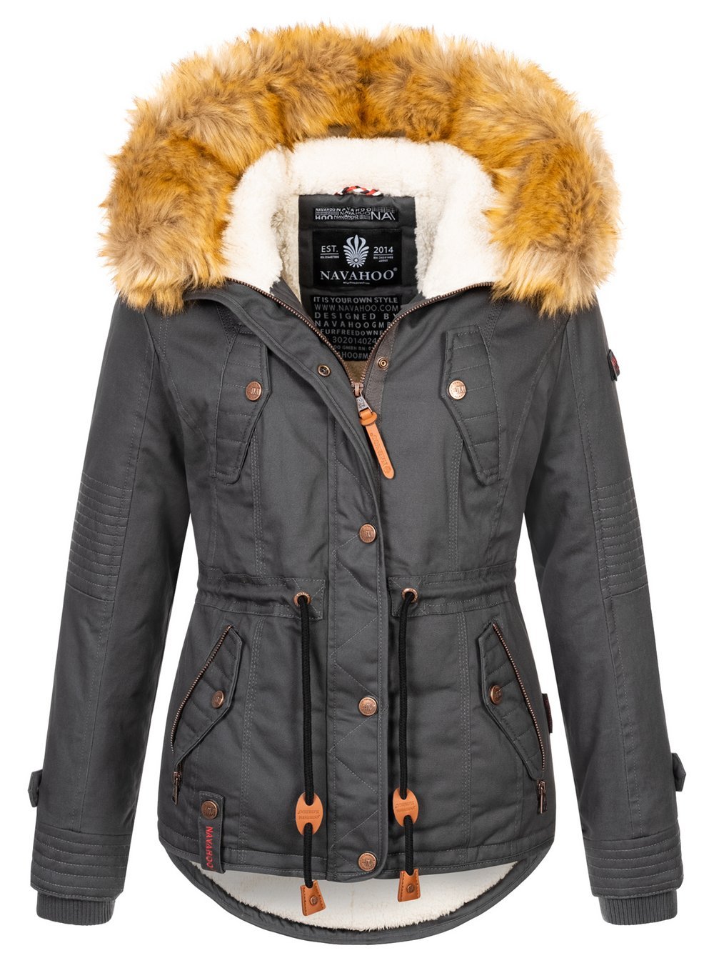 Navahoo Winterjacke  Damen Baumwolle grau, 38