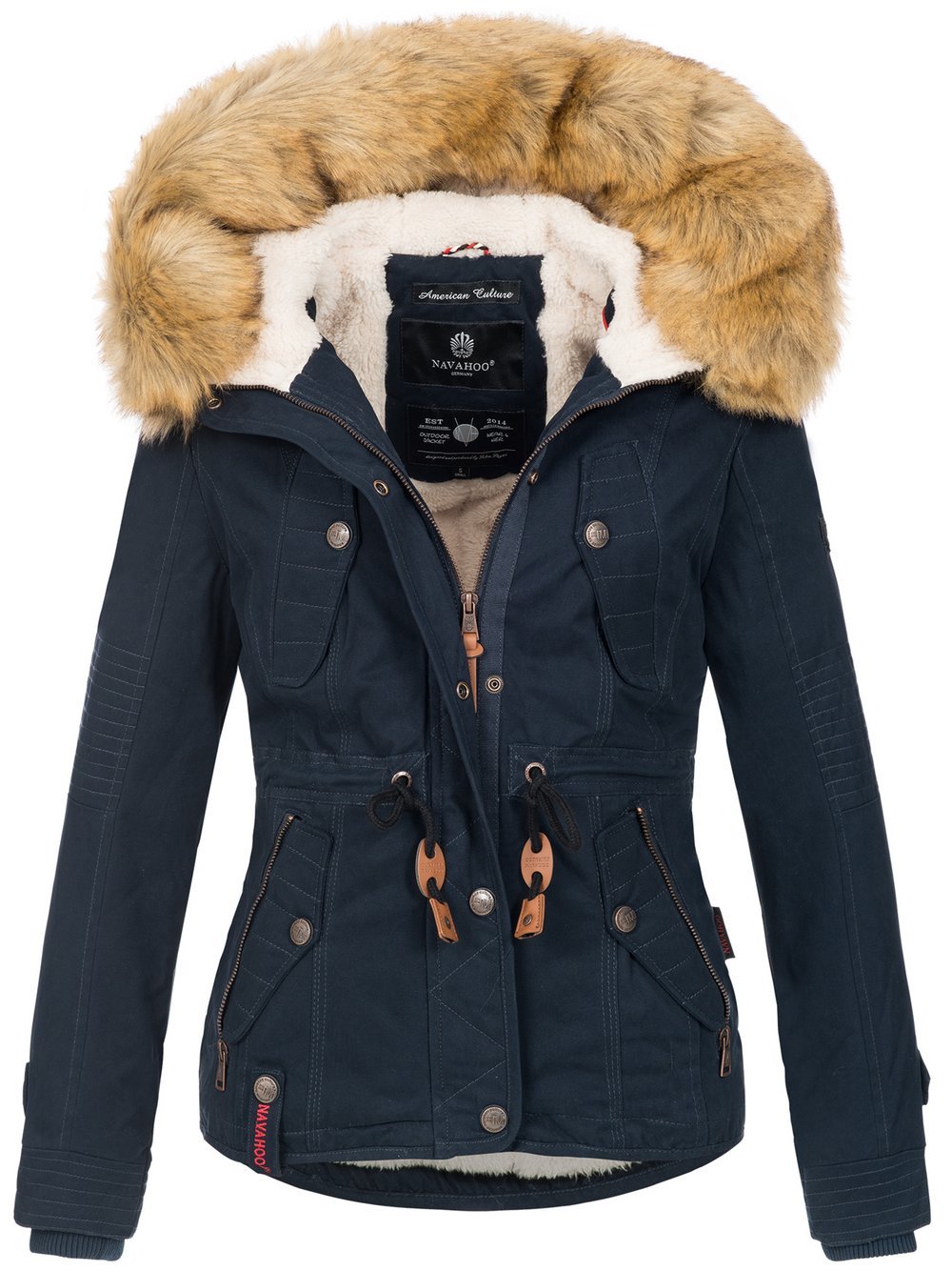 Navahoo Winterjacke  Damen Baumwolle blau, 34