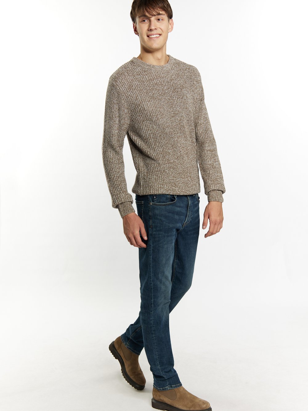 Mo Pullover Herren grün meliert, L