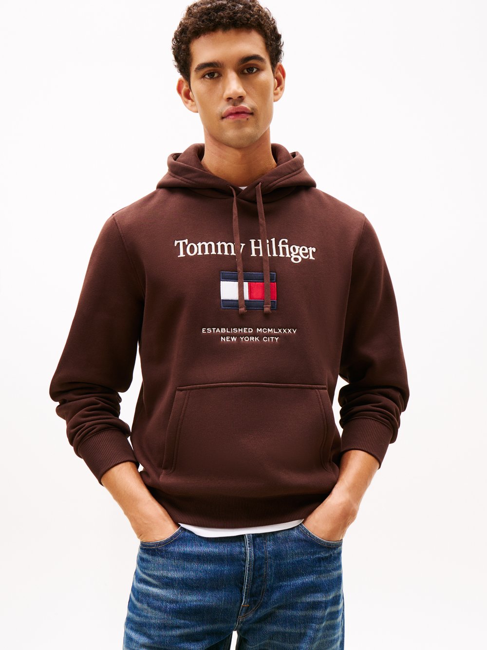 Tommy Hilfiger Kapuzenpullover Herren Baumwolle braun, XL