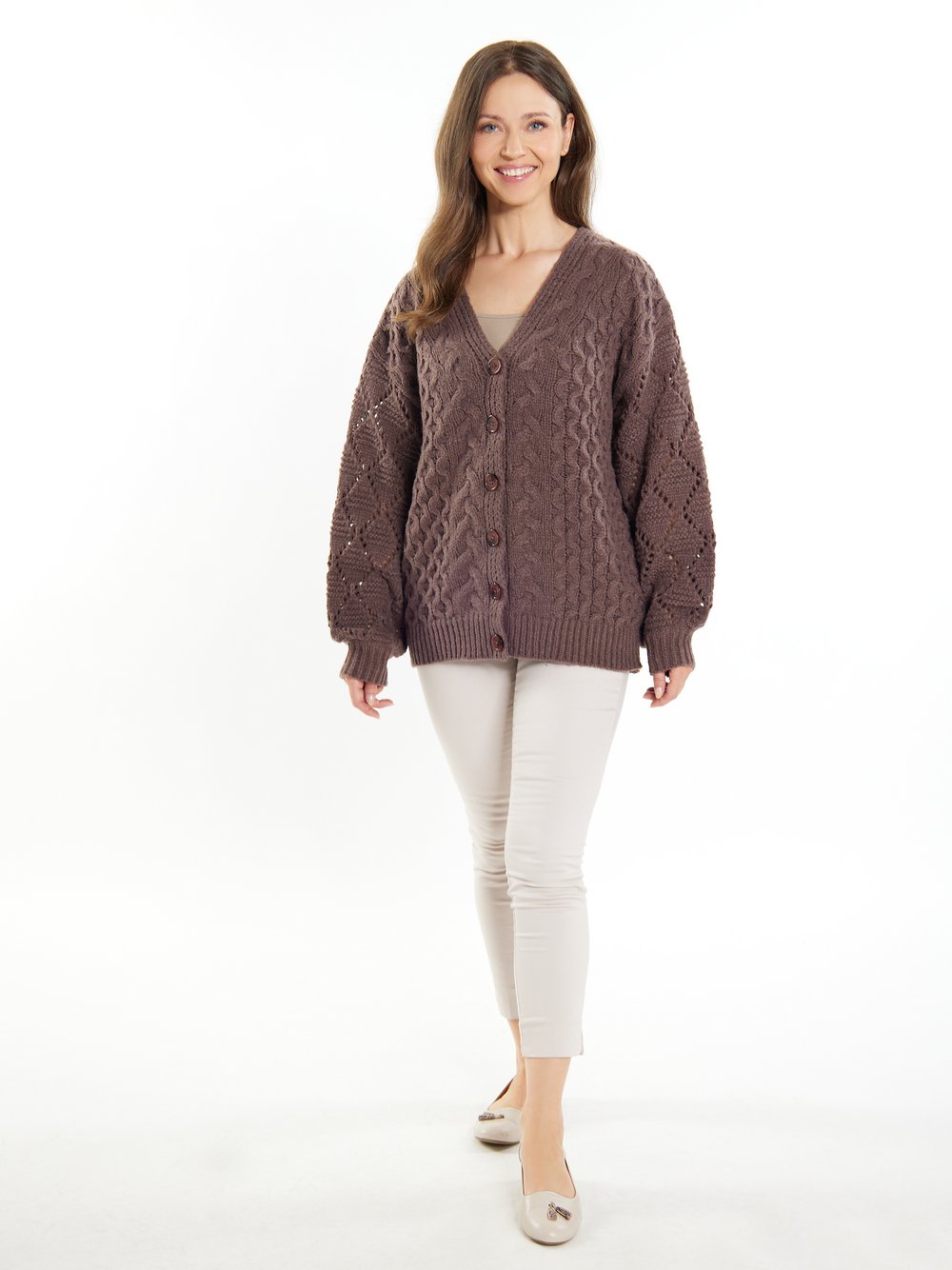 Usha Strickcardigan Damen braun, XS/S