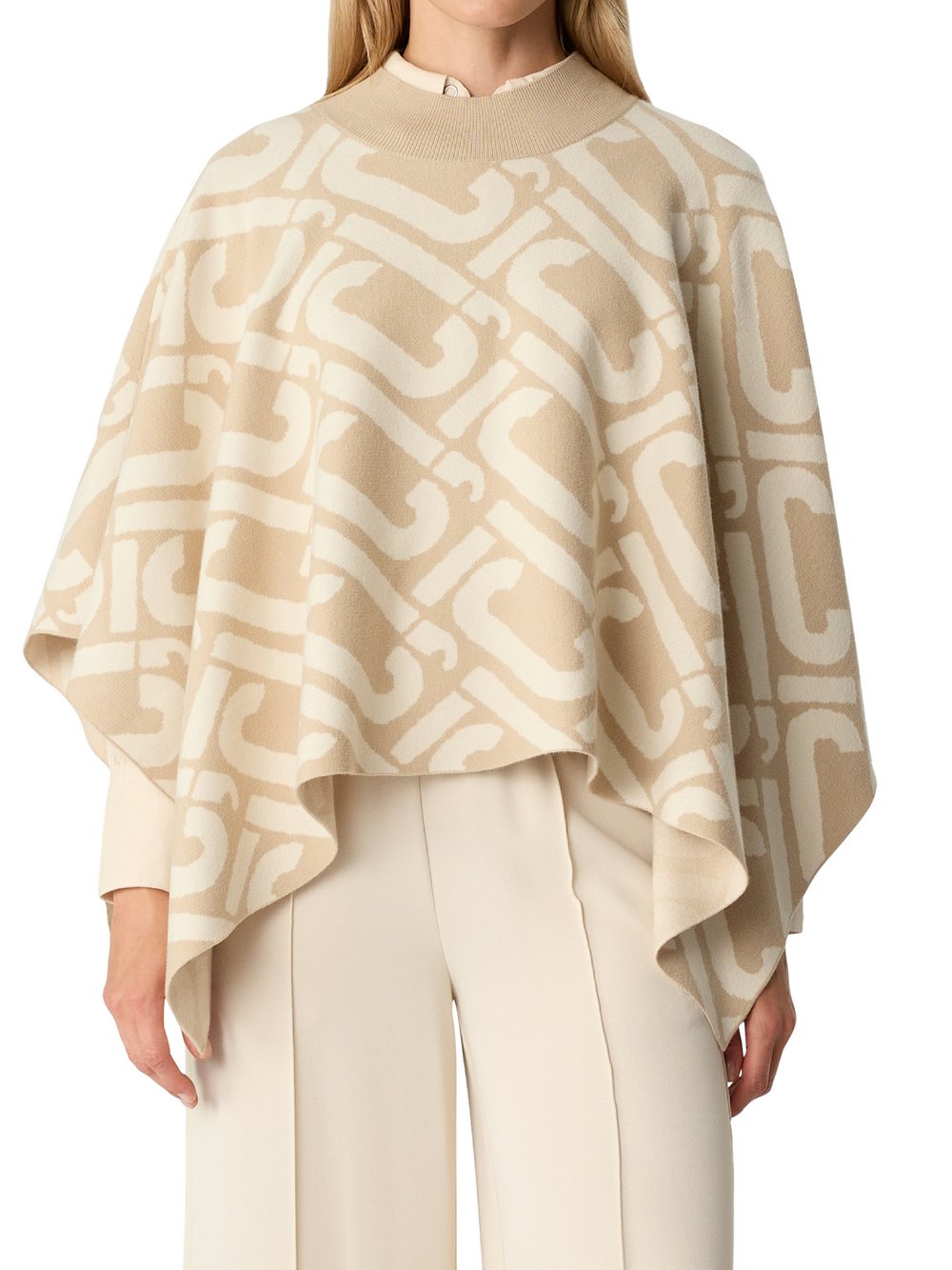 comma casual identity Poncho Damen Viskose beige gemustert, ONE SIZE
