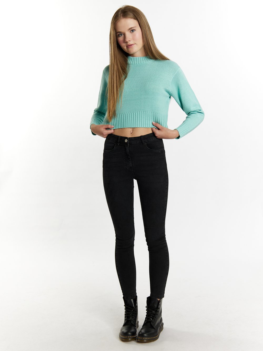 MyMo Cropped Pullover Damen blau, M