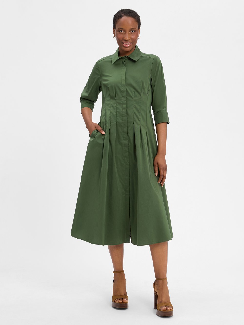 Ambiance Kleid Damen Baumwolle grün, 44