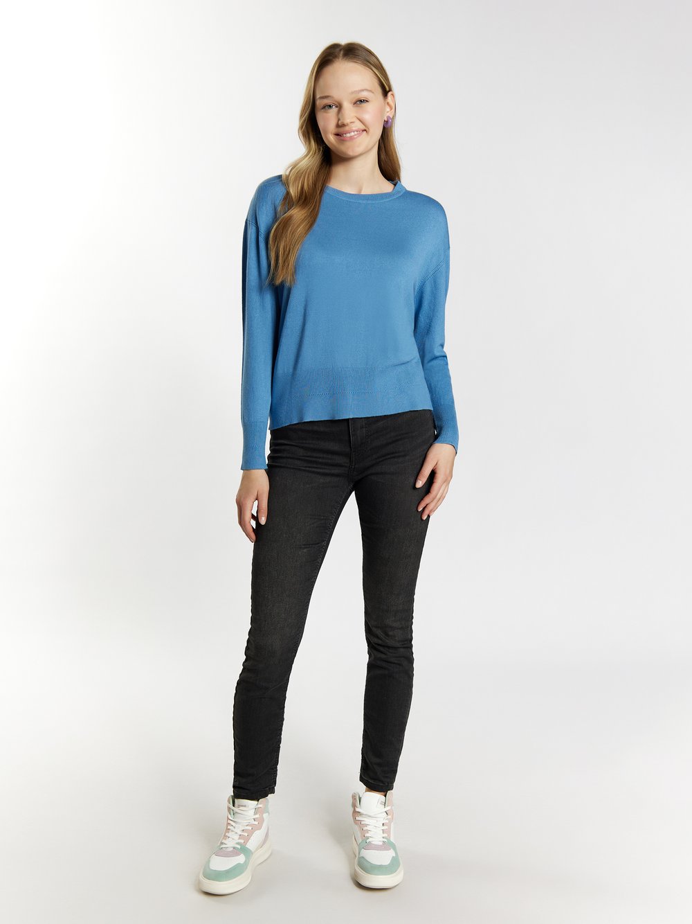 MyMo Strickpullover Damen Viskose blau, S