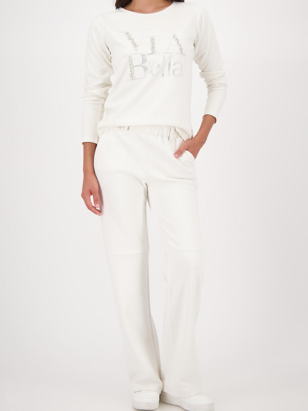 Monari Sweatshirt Damen weiß gemustert, 36