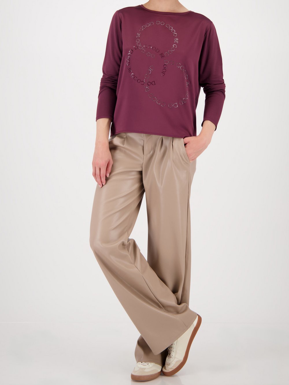Monari Langarmshirt Damen Viskose lila bedruckt, 42