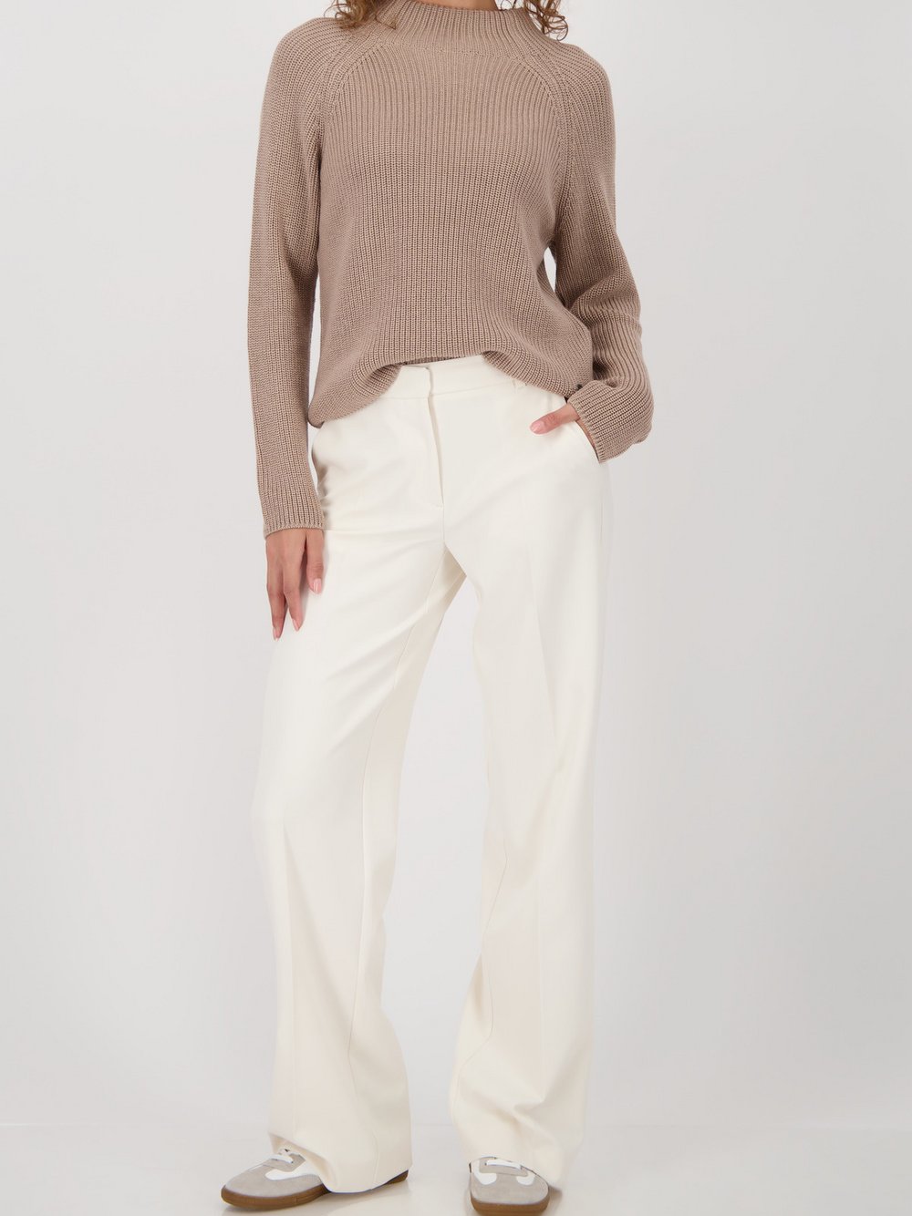 Monari Strickpullover Damen Rippe beige, 42
