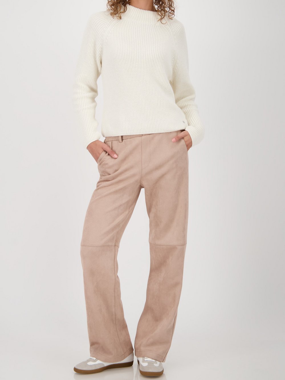 Thumbnail - Monari Strickpullover Damen Rippe weiß, 36