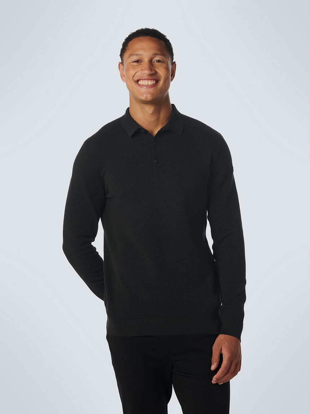 No Excess Pullover-Polo Herren Baumwolle schwarz, S