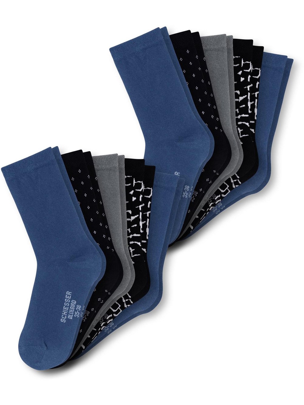 Schiesser Freizeitsocken  Damen Jersey blau bedruckt, 35-38