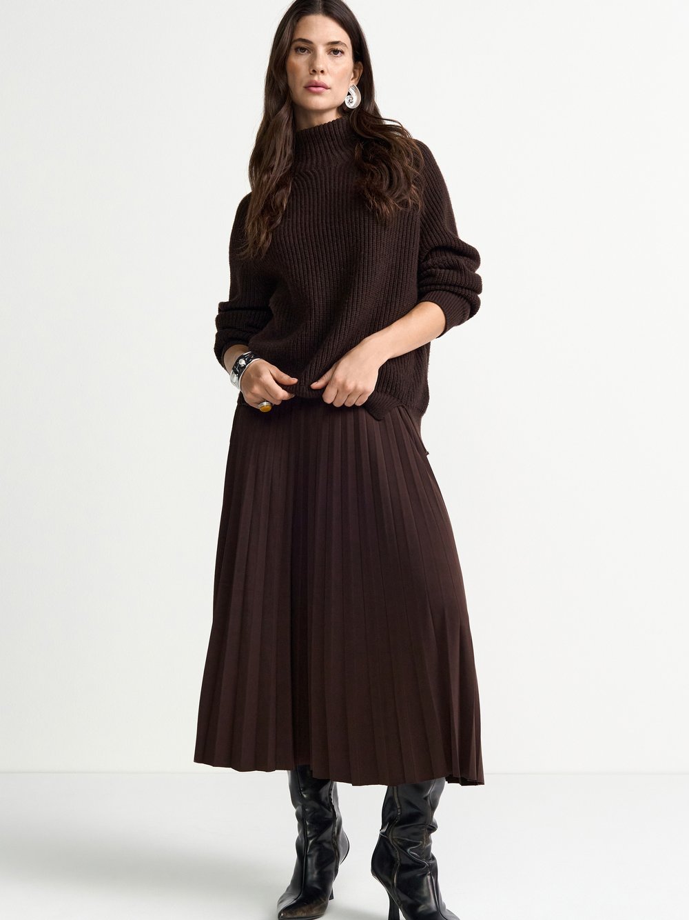 Rich & Royal Faltenrock Damen braun, 34