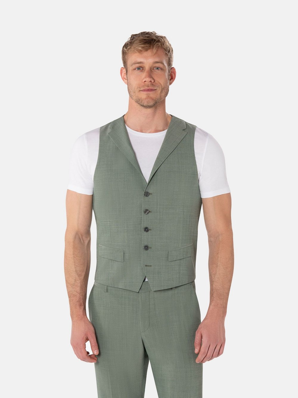 Benvenuto Anzugweste Herren Slim Fit grün, 48