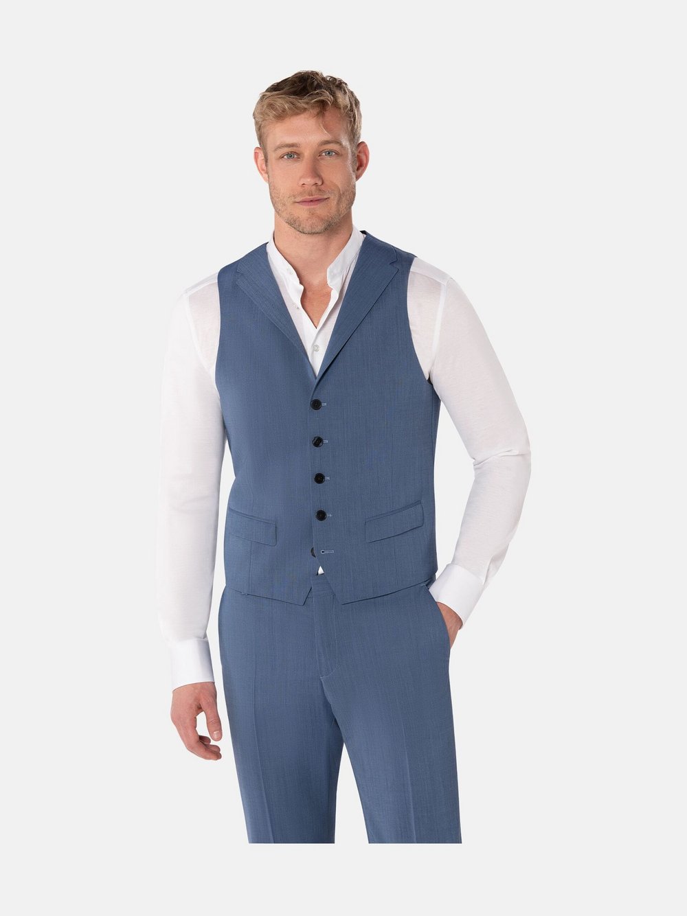 Benvenuto Anzugweste Herren Slim Fit blau, 44