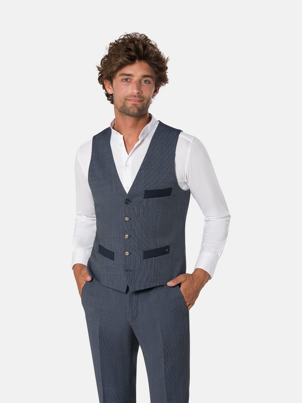 Benvenuto Anzugweste UMILE Herren Modern Fit mehrfarbig meliert, 46