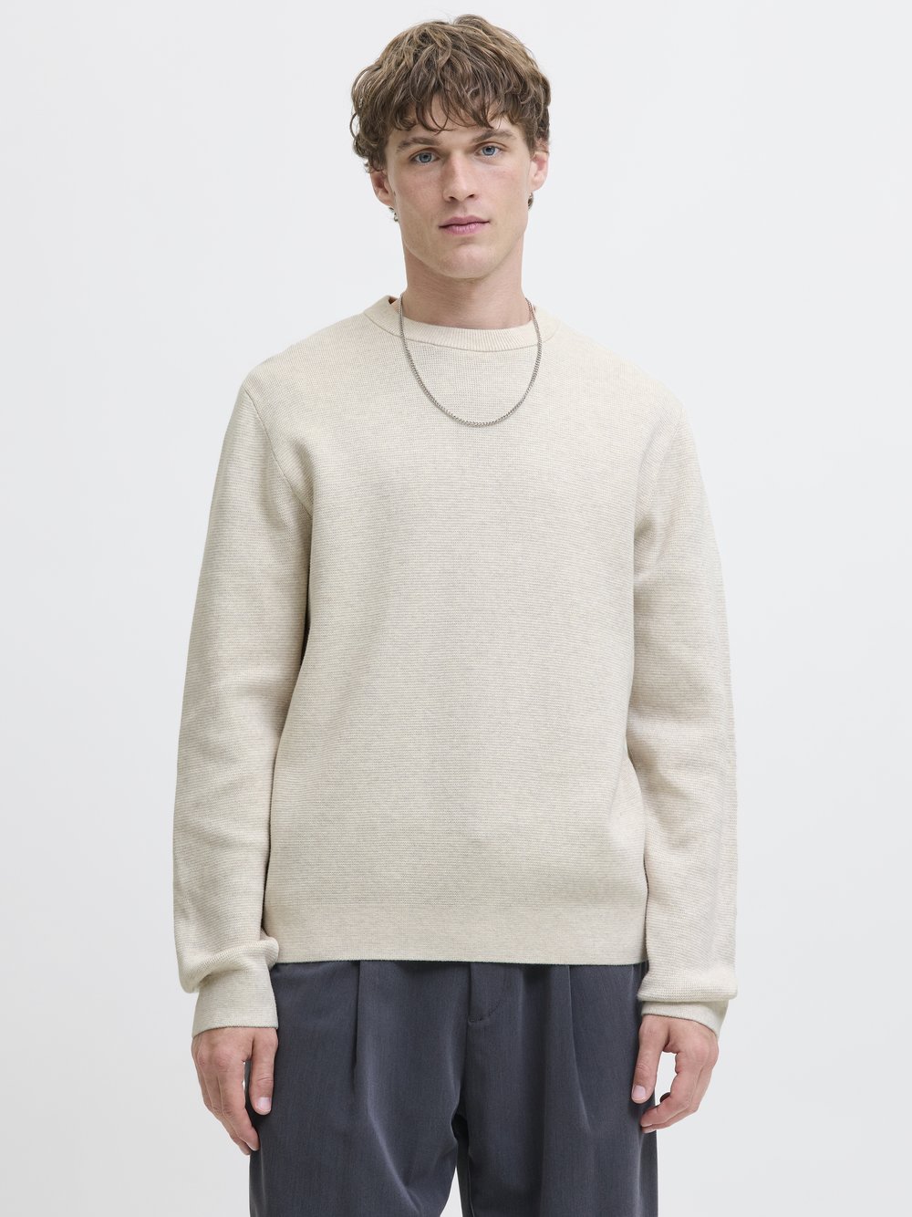 VAN GRAAF Jack & Jones Herren Sand Strickpullover Baumwolle Beige, Extra Groß - Bild 8