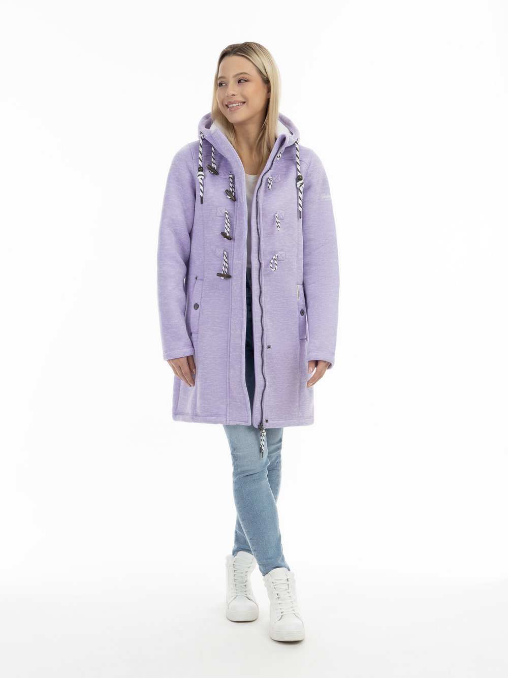 Schmuddelwedda Strickfleece Dufflecoat Damen lila meliert, M