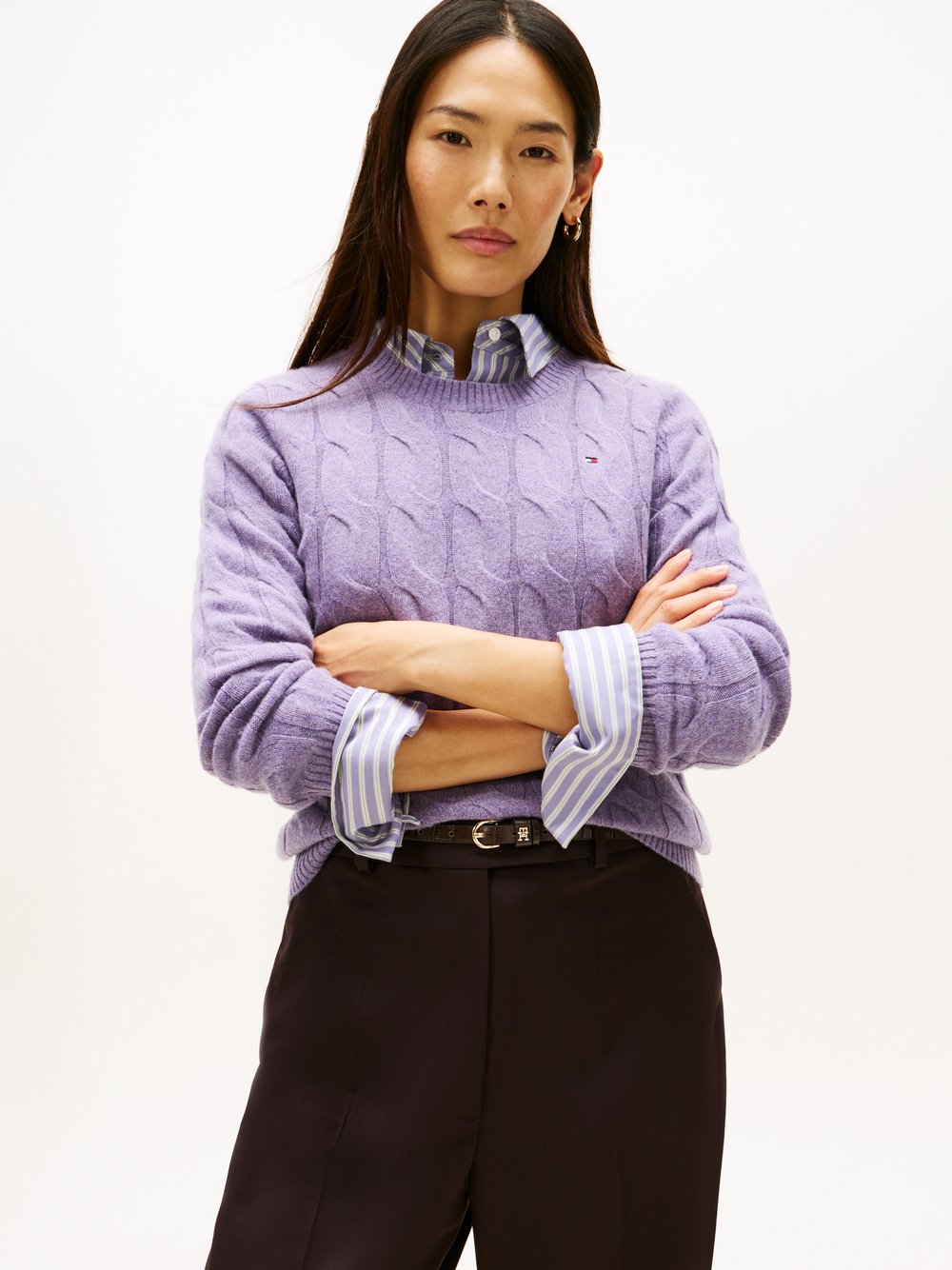 Tommy Hilfiger Strickpullover Damen Wolle lila, S