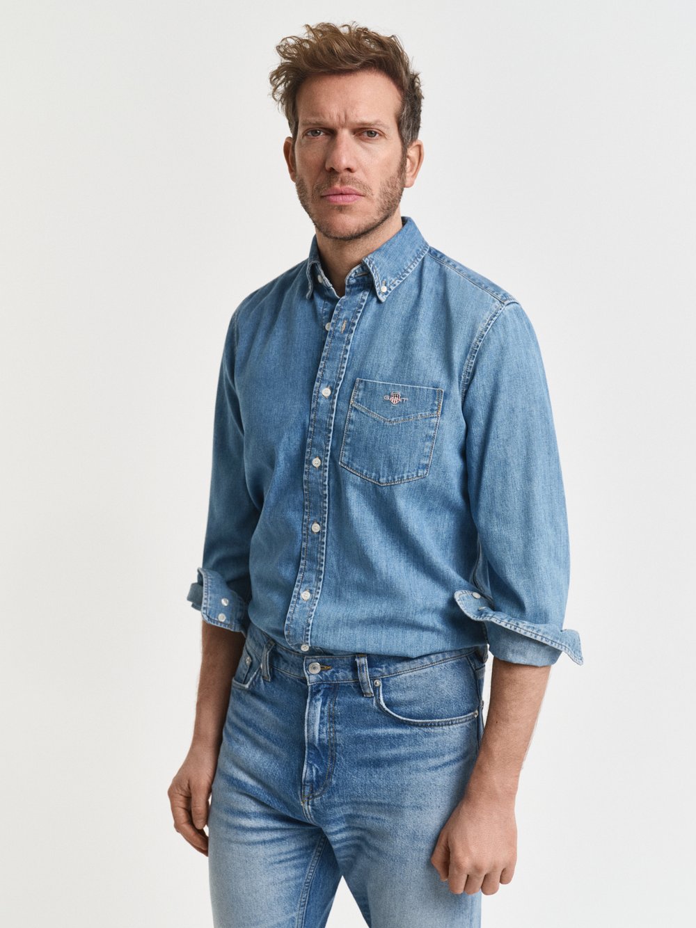 Thumbnail - Gant Jeanshemd Herren Regular Fit Baumwolle blau, XXL