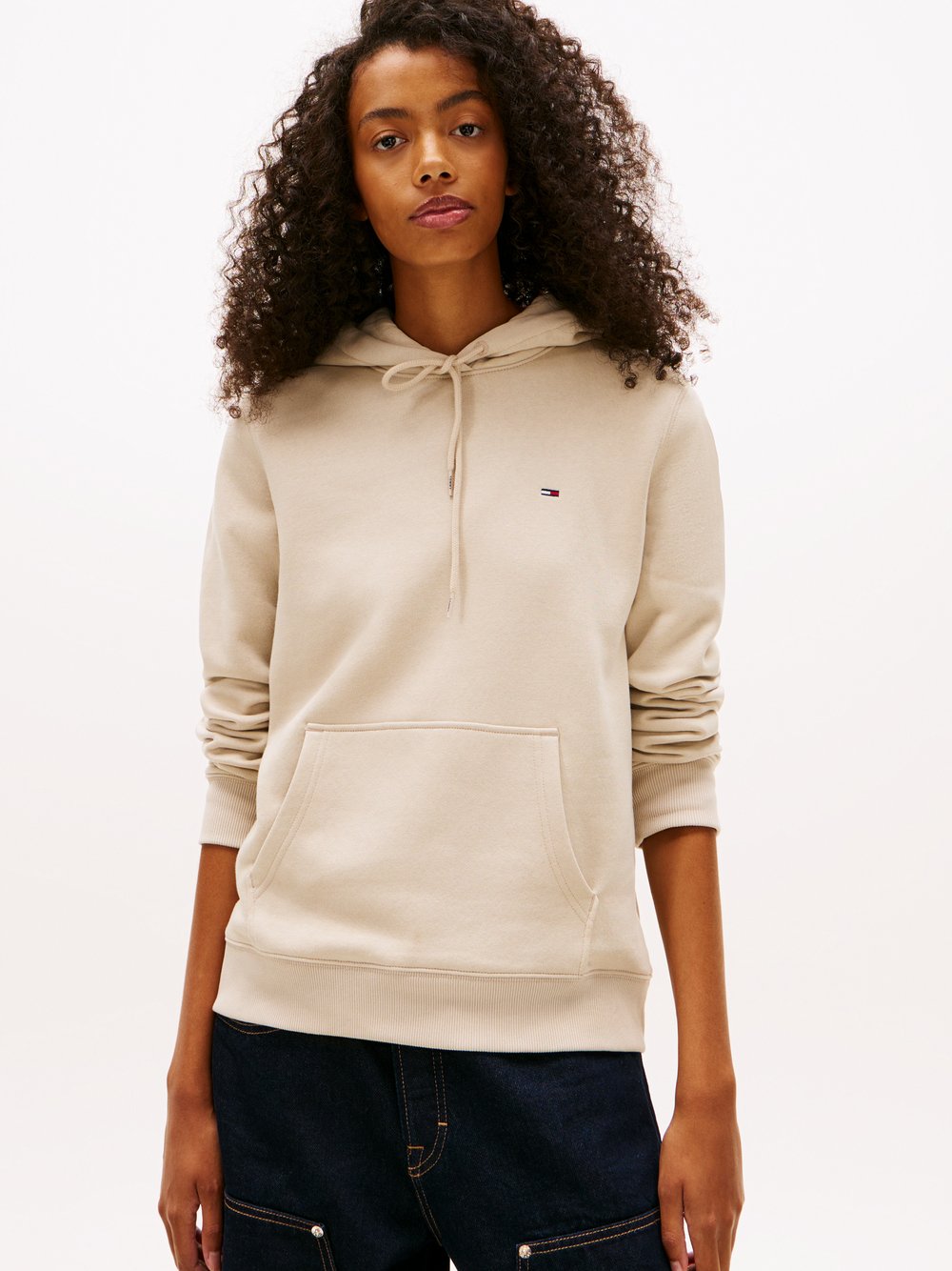 Tommy Jeans Kapuzenpullover Damen Baumwolle beige, S