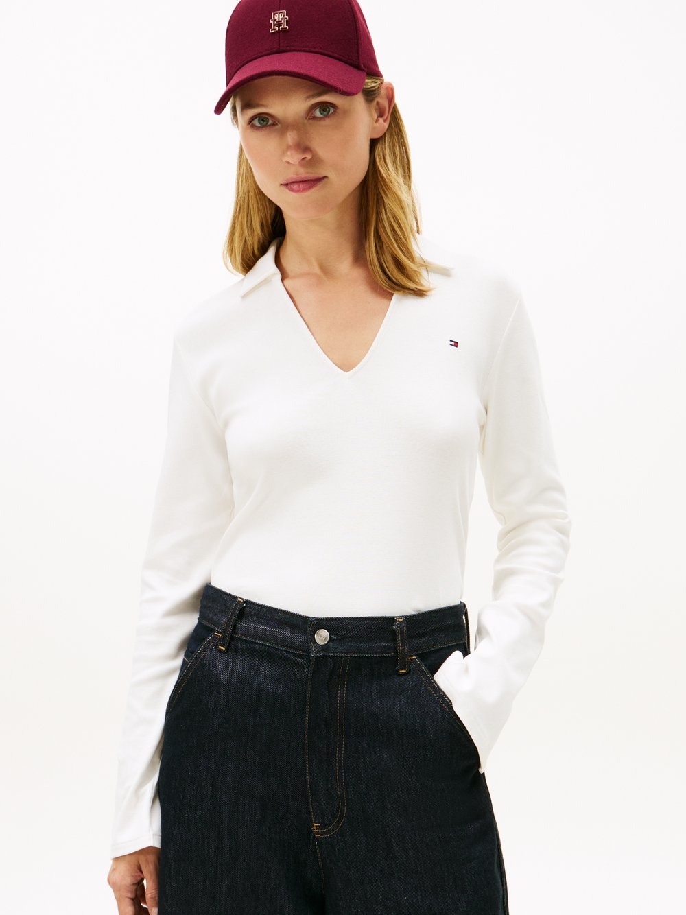 Thumbnail - Tommy Hilfiger Langarmshirt Damen Baumwolle weiß, XL