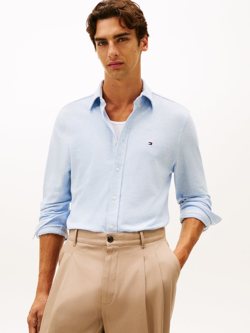 Tommy Hilfiger Freizeithemd Herren Regular Fit Baumwolle blau meliert, M