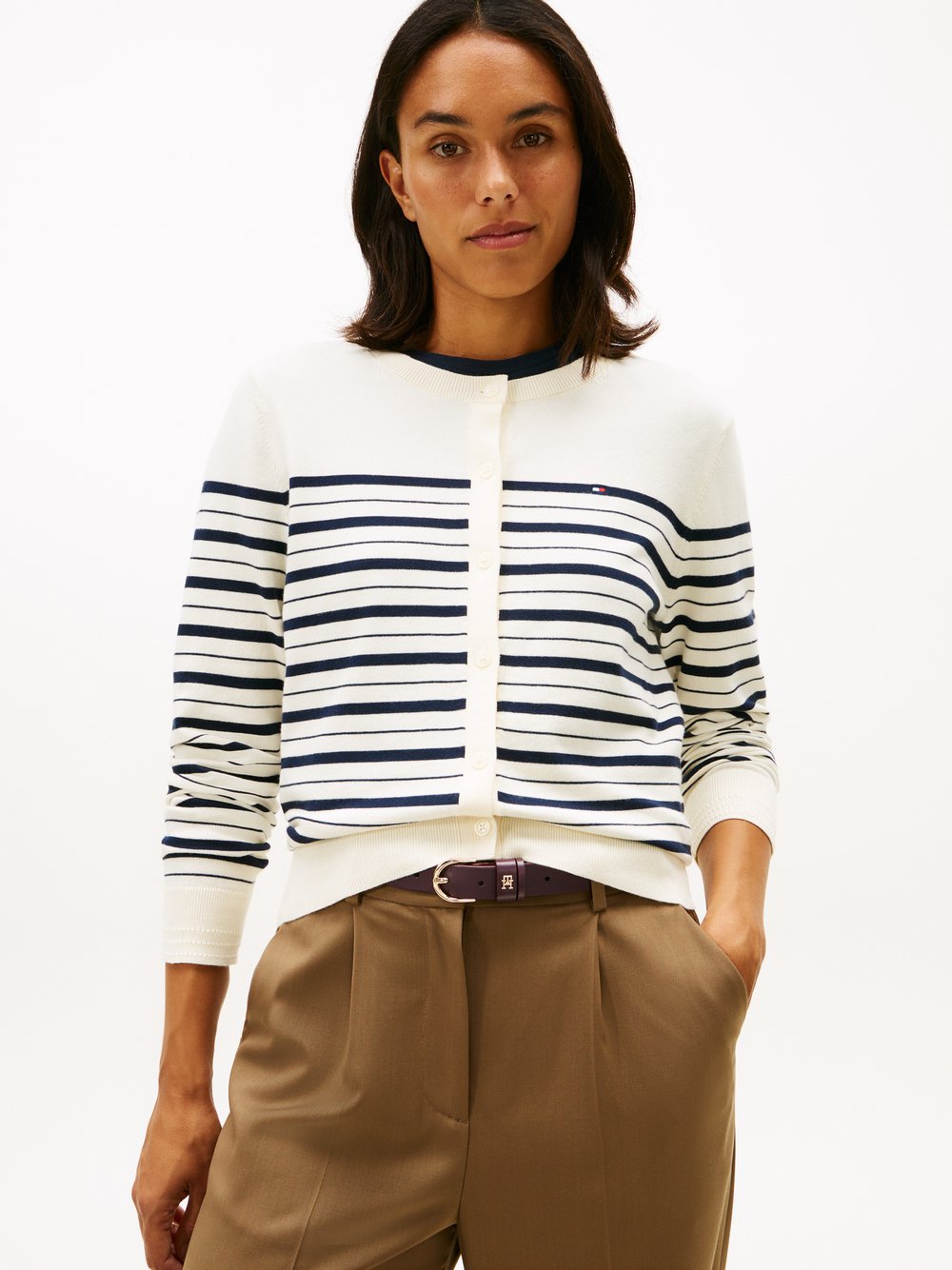 Tommy Hilfiger Strickjacke Damen Feinstrick mehrfarbig gestreift, XL