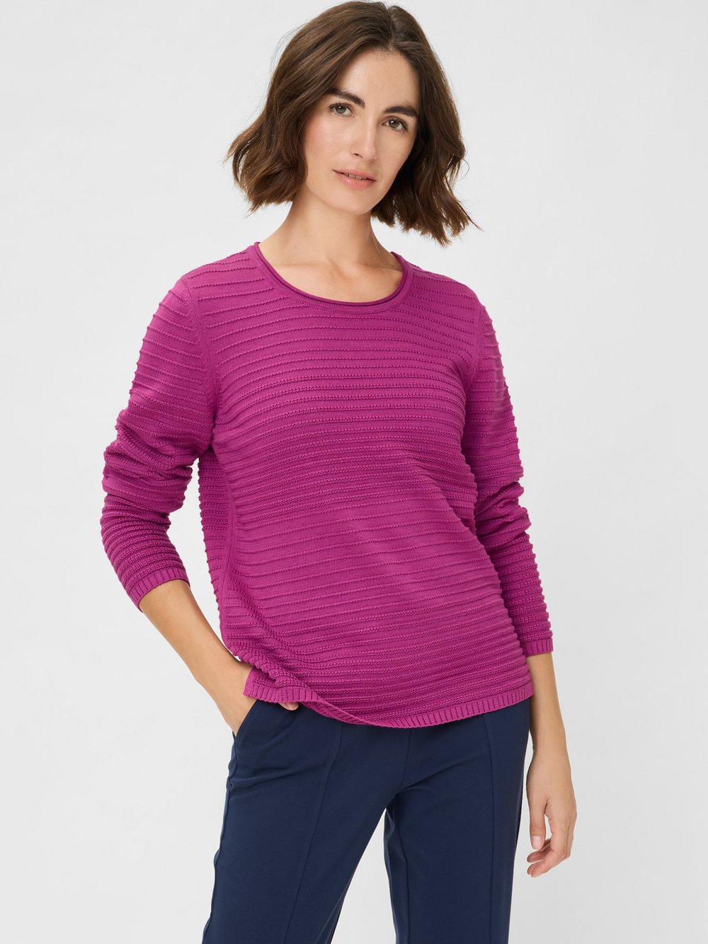 Olsen Strickpullover Damen Baumwolle mehrfarbig strukturiert, 42