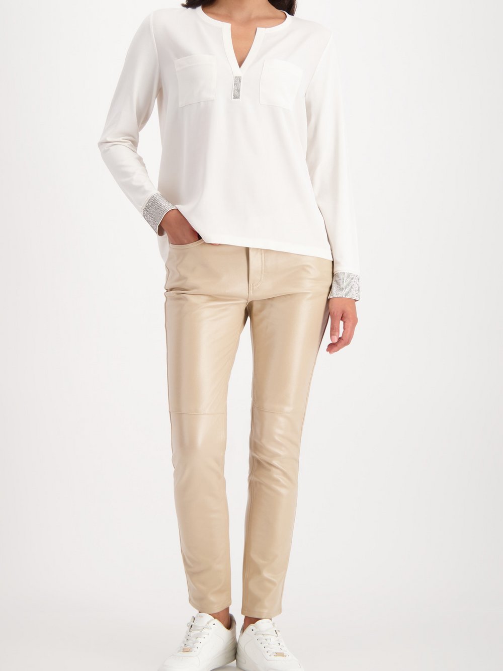 Monari Bluse Damen Jersey beige, 36