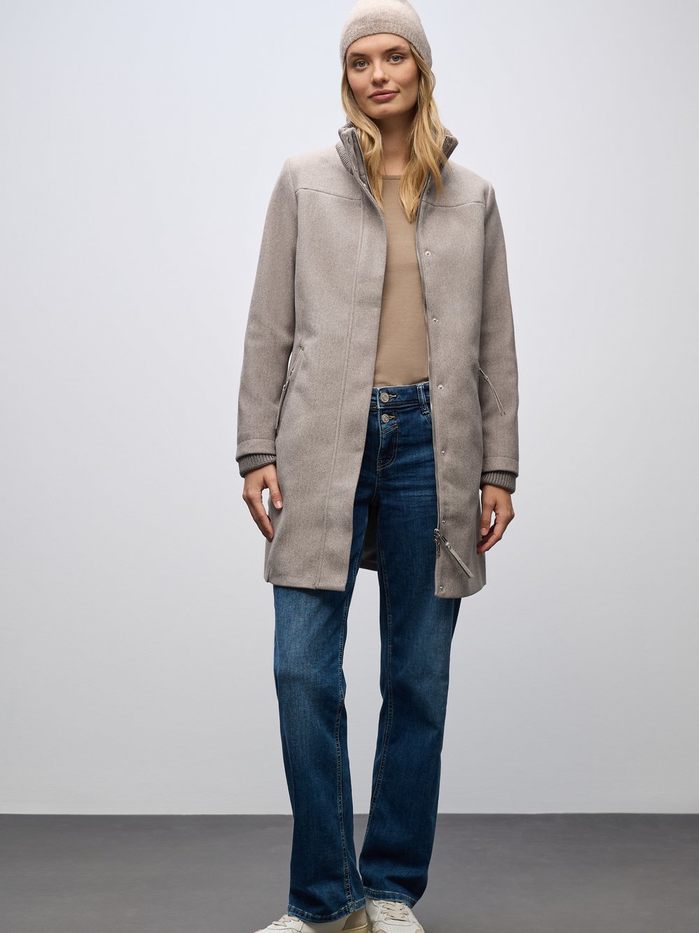 Street One Kurzmantel Damen beige meliert, 42