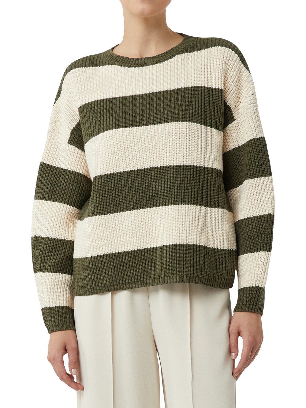 Thumbnail - comma casual identity Stickpullover Damen Baumwolle mehrfarbig gestreift, XL