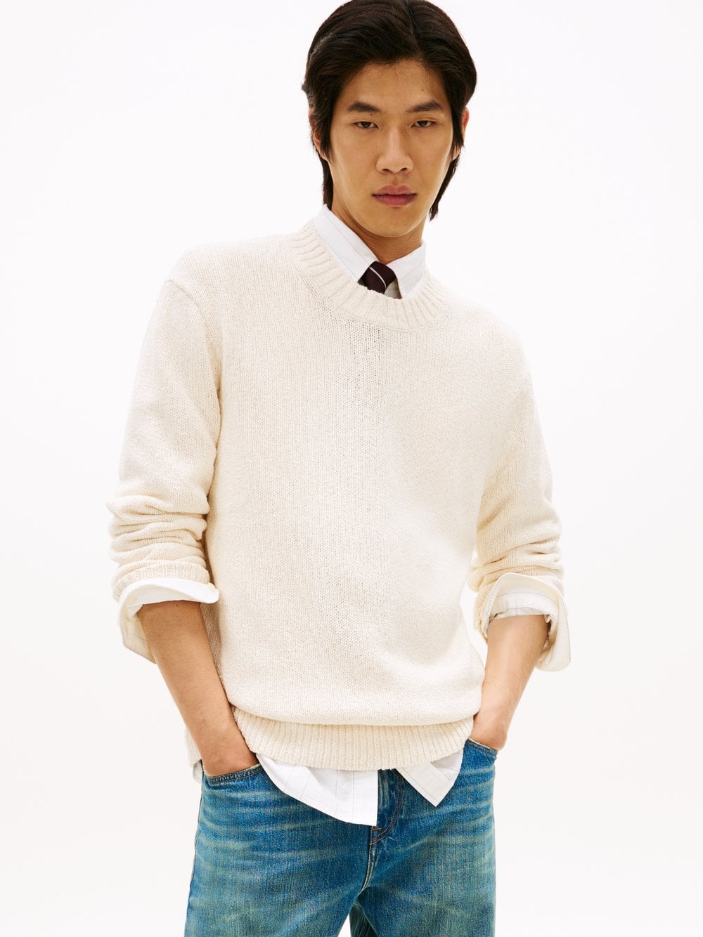 Tommy Hilfiger Strickpullover Herren Baumwolle weiß, S