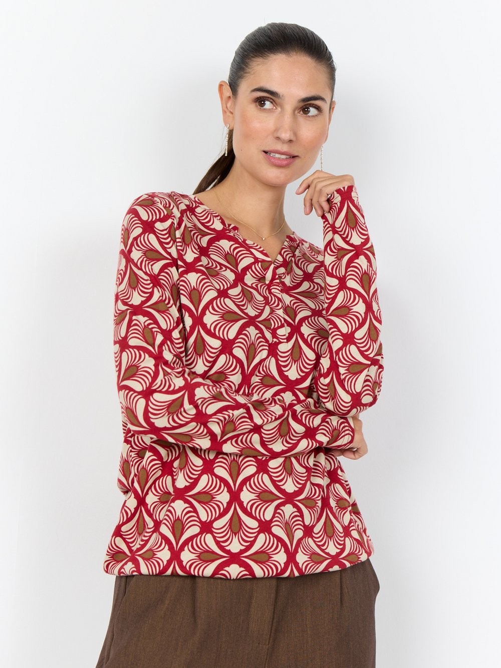 soyaconcept® Langarmshirt Damen Baumwolle mehrfarbig gemustert, XL