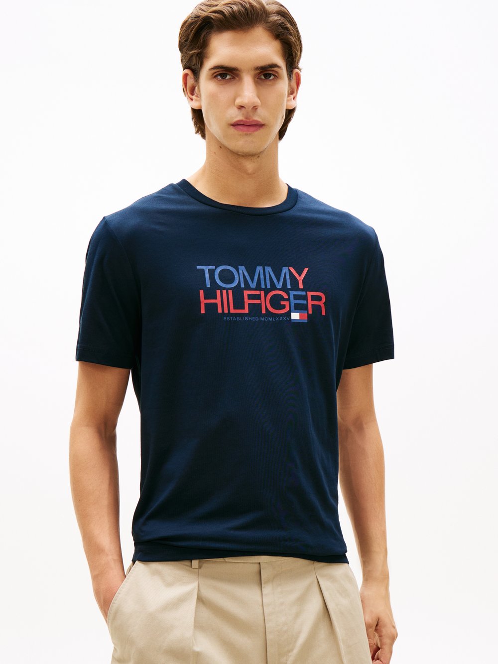 Tommy Hilfiger T-Shirt Herren Baumwolle mehrfarbig bedruckt, S