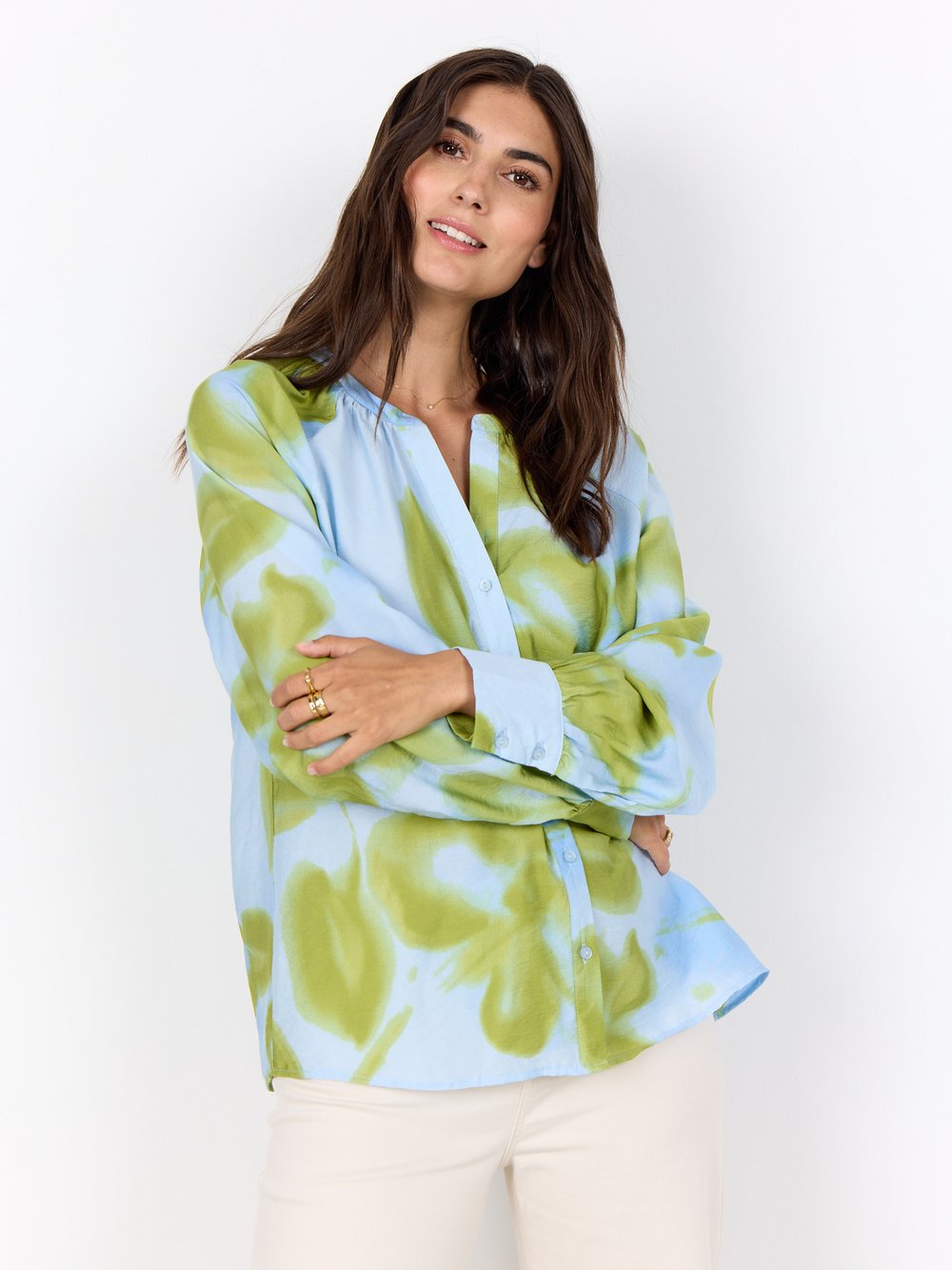 VAN GRAAF Soyaconcept® Damen Hellblau Bluse Viskose Mehrfarbig, Extra Groß
