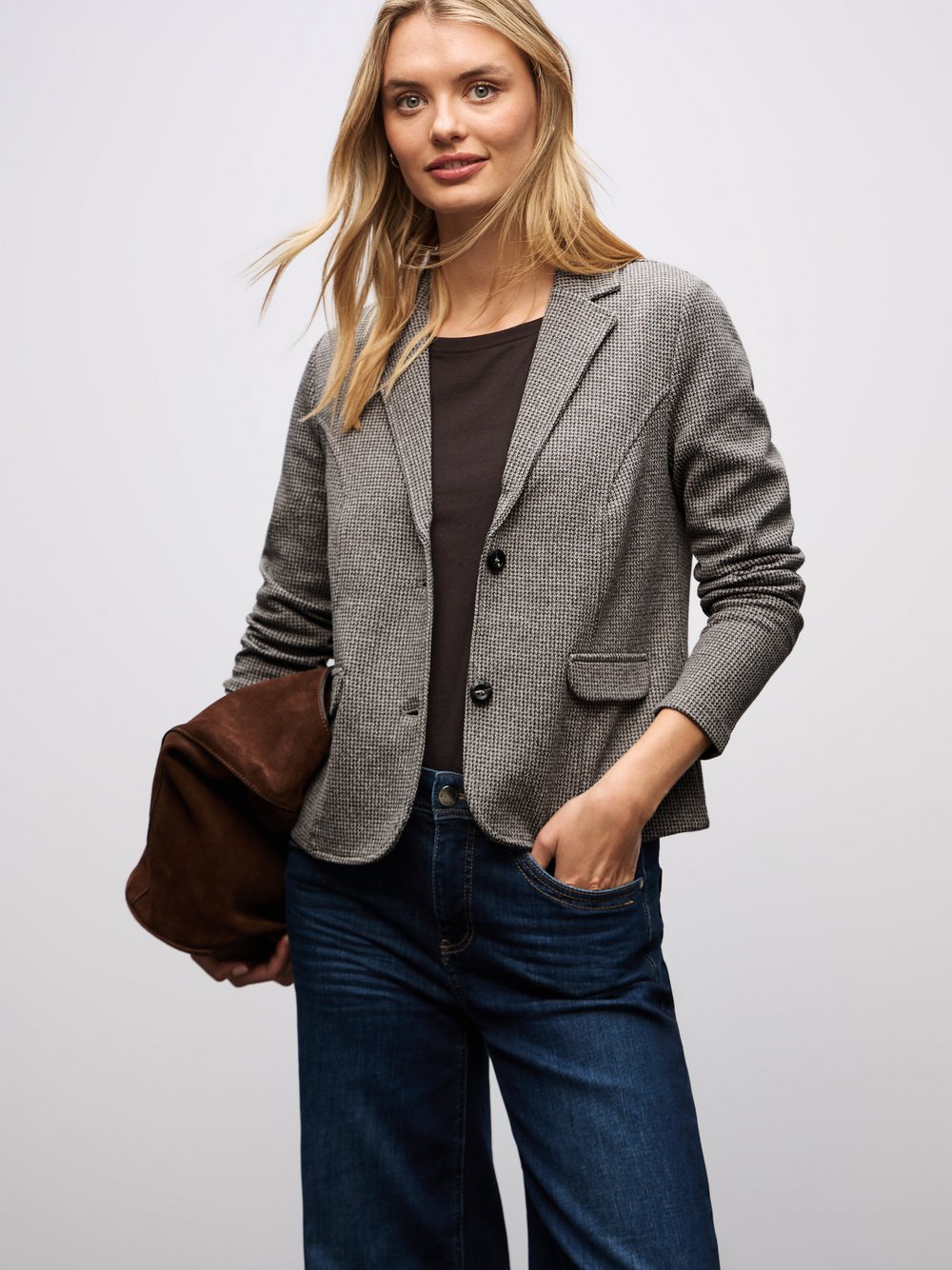 Street One Karoblazer Damen Baumwolle mehrfarbig kariert, 46