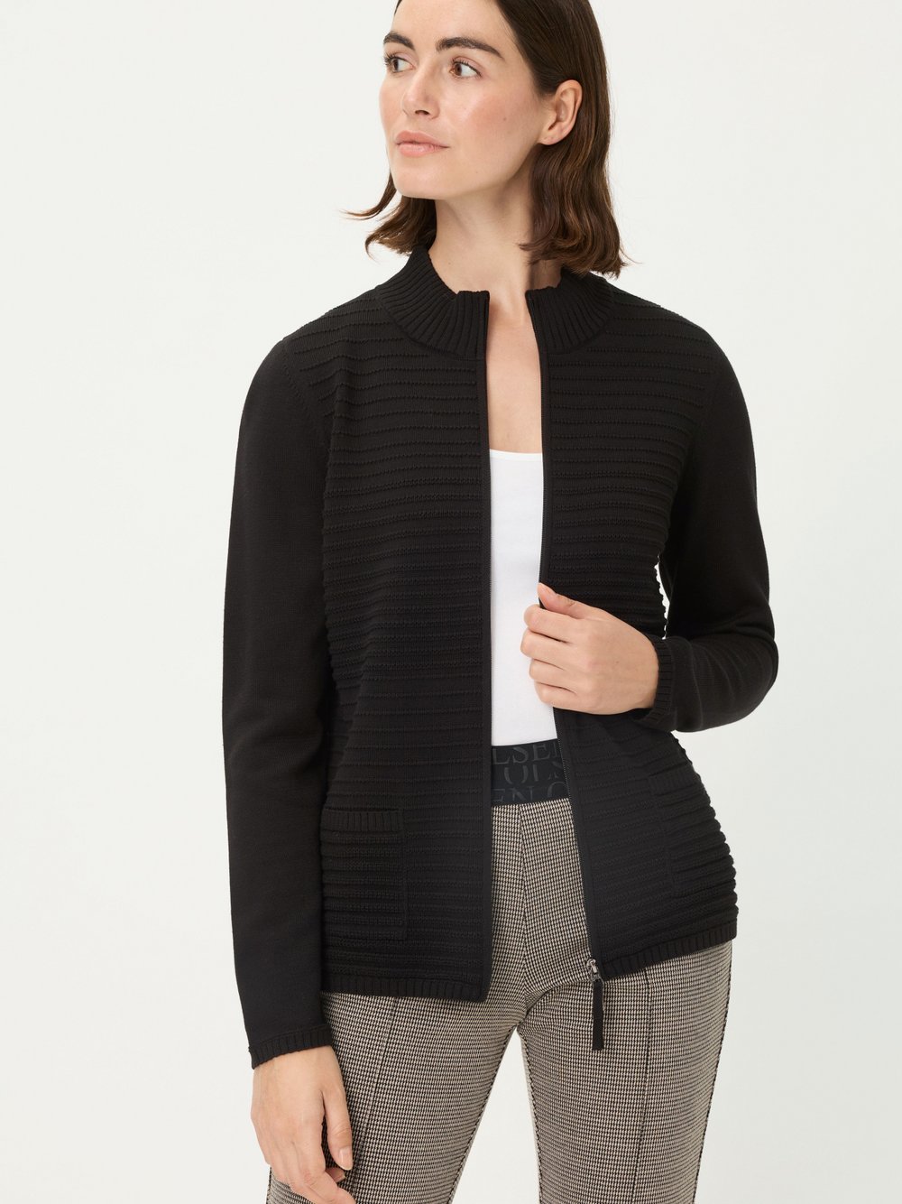 Olsen Strickjacke Damen Baumwolle schwarz, 38