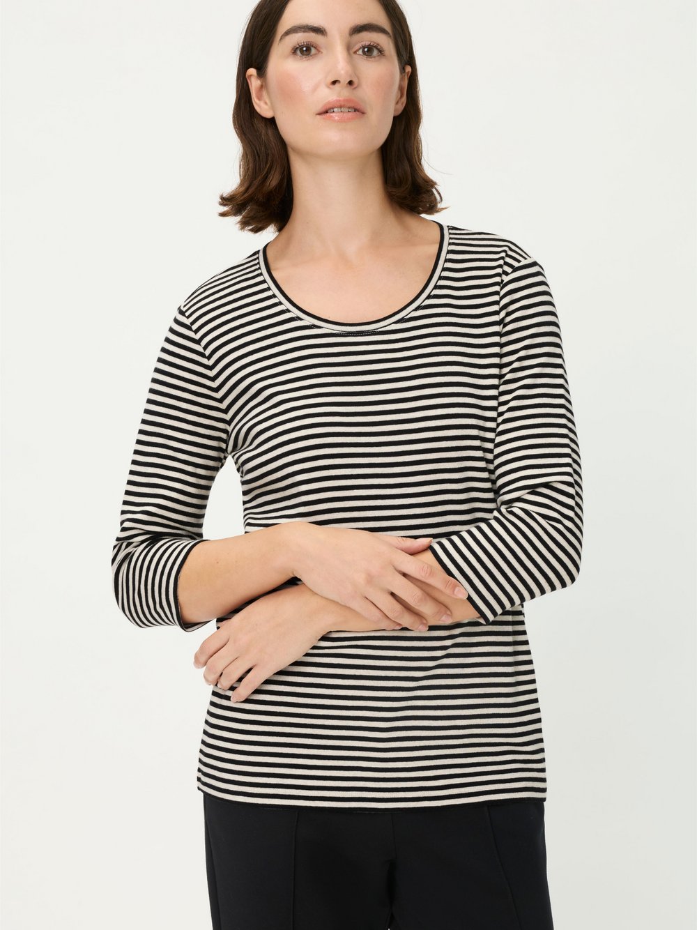 Olsen Langarmshirt Damen Baumwolle mehrfarbig gestreift, 46