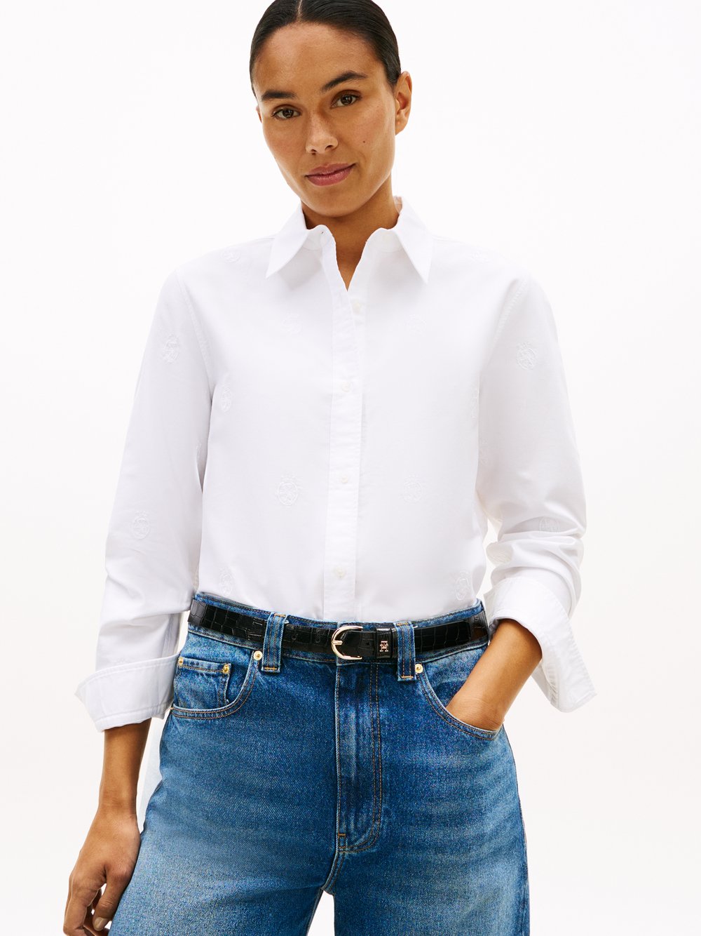 Tommy Hilfiger Hemdbluse Damen Baumwolle weiß, 40