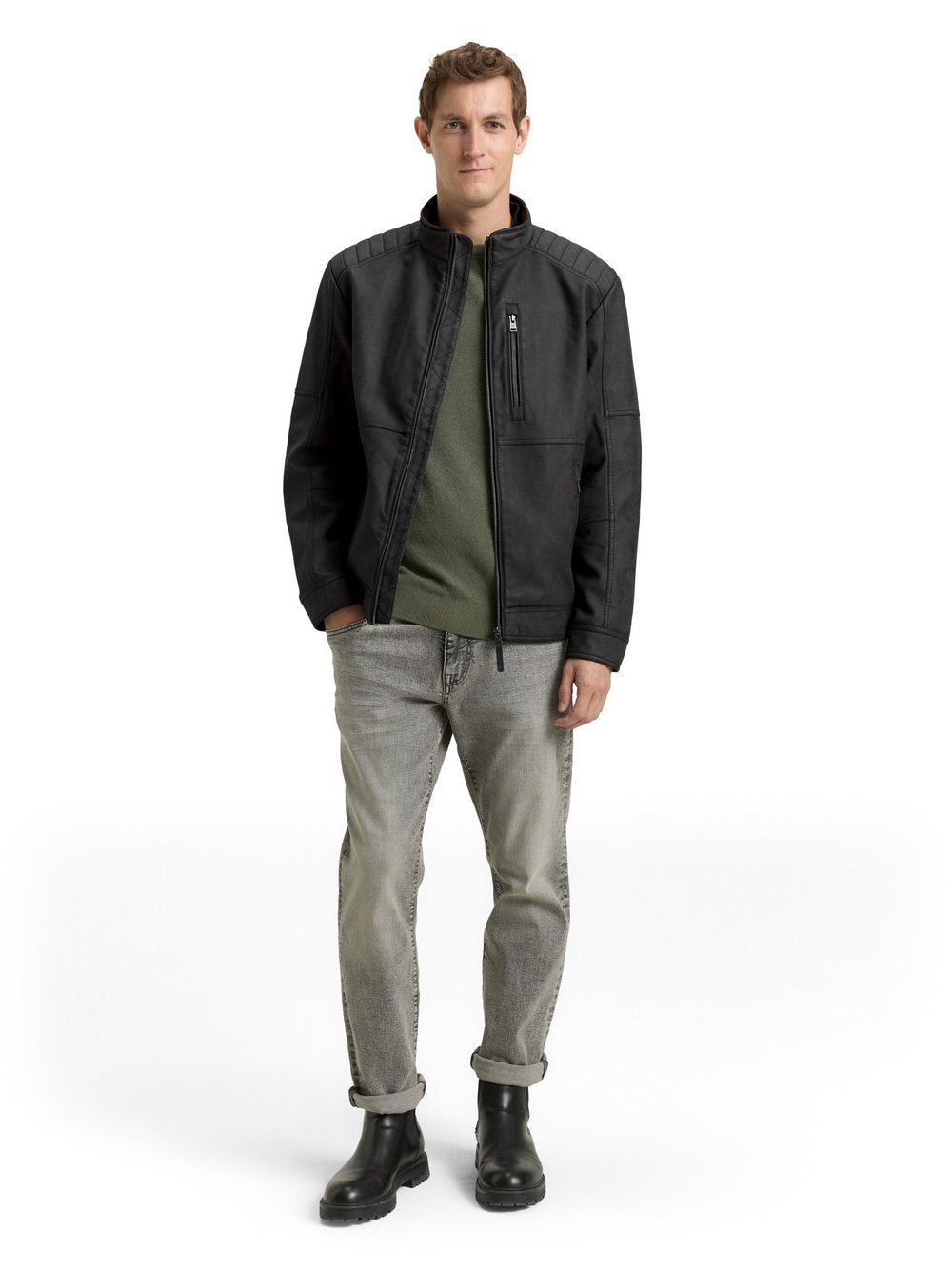 Tom Tailor Kunstlederjacke Herren schwarz, M