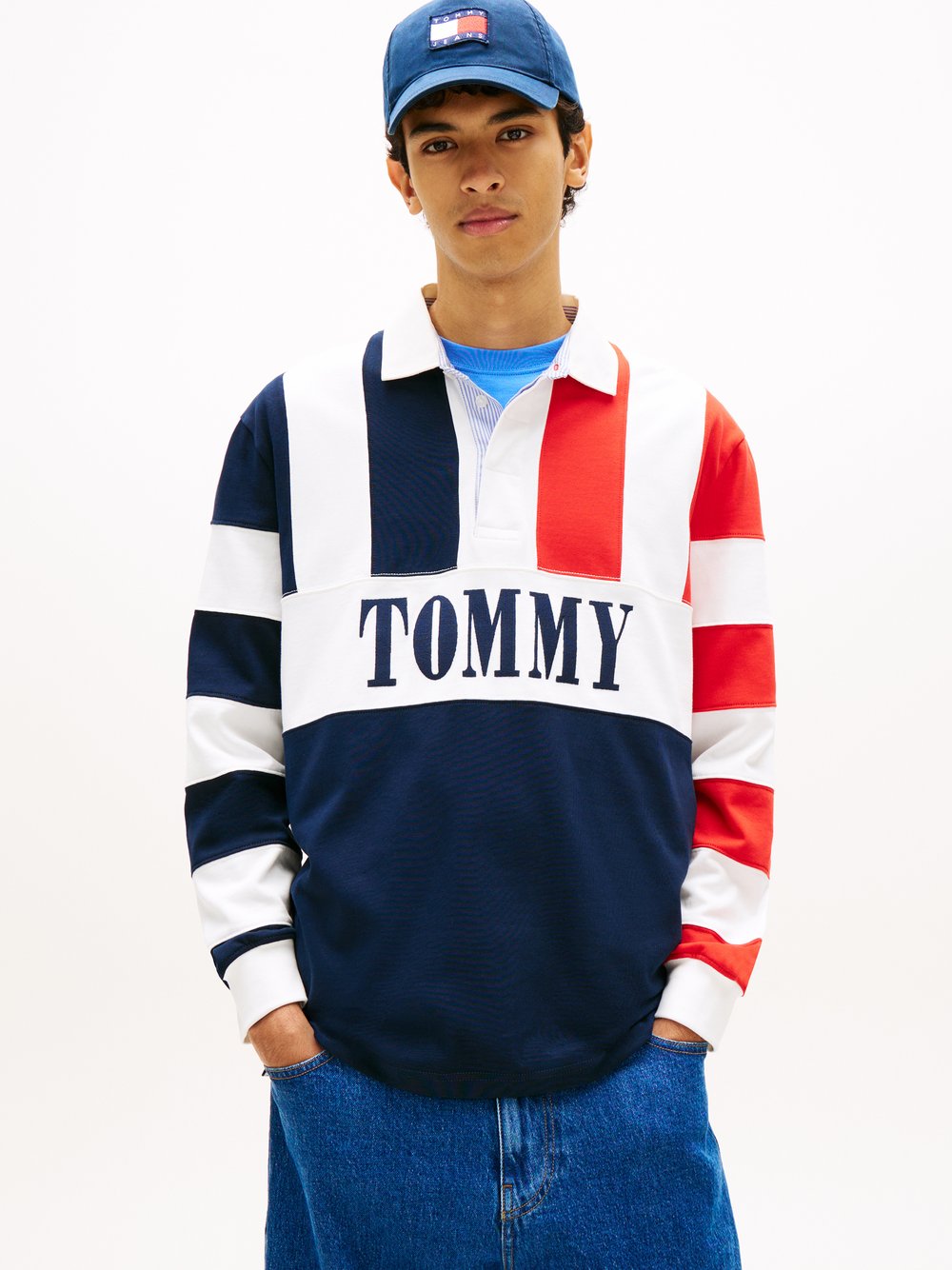 Tommy Jeans bluza polo Mężczyźni Bawełna (100%) niebieski