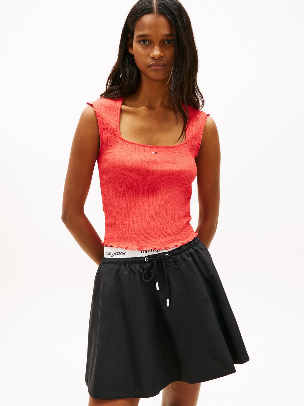 Tommy Jeans Top Damen rot strukturiert, XS